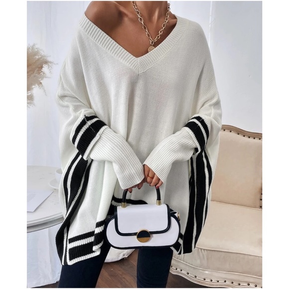 Cozy V neck Dolman Sleeve Sweater Top - Picture 1 of 4